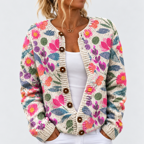 Lina – Cardigan mit Wiesen-Print