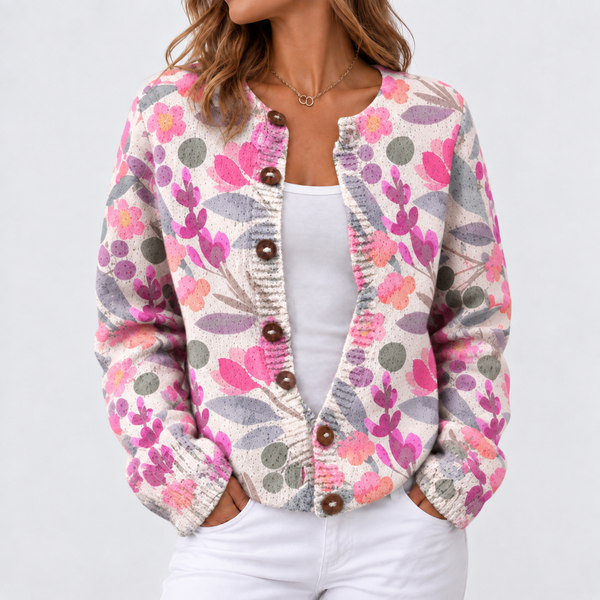 Lina – Cardigan mit Wiesen-Print
