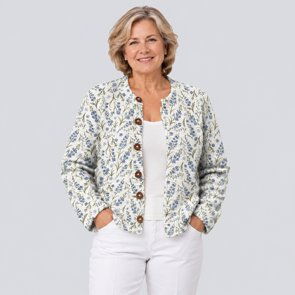 Mira – Blumen-Cardigan aus Wollmischung