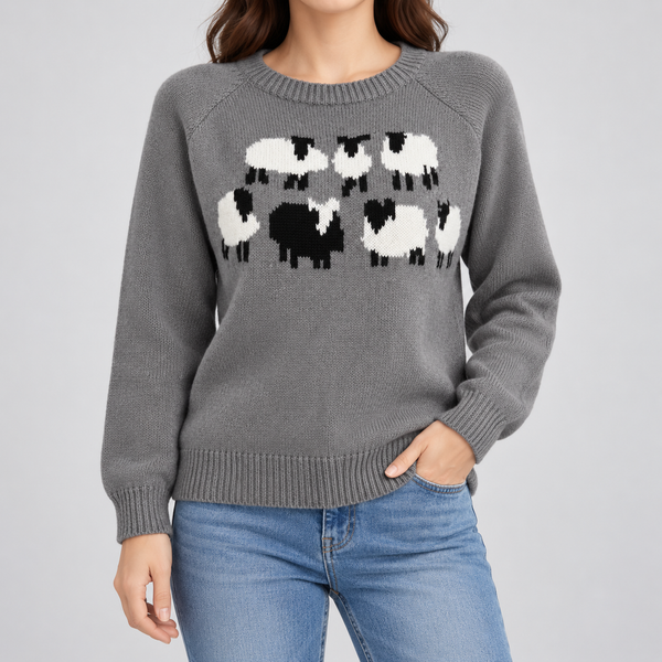 Bianca | Bequemer und süsser Pullover mit Schafmotiv