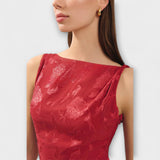 Opal - Elegantes Rückenfreies Schnür-Jacquard-Maxikleid