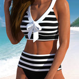 Laluna® | Gestreifter Bikini mit hoher Taille