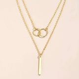 Retro Goldfarbene Double Circle Pendant Halskette