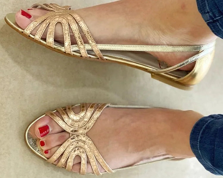 Lea | Goldene Lichtglanz-Sandalen