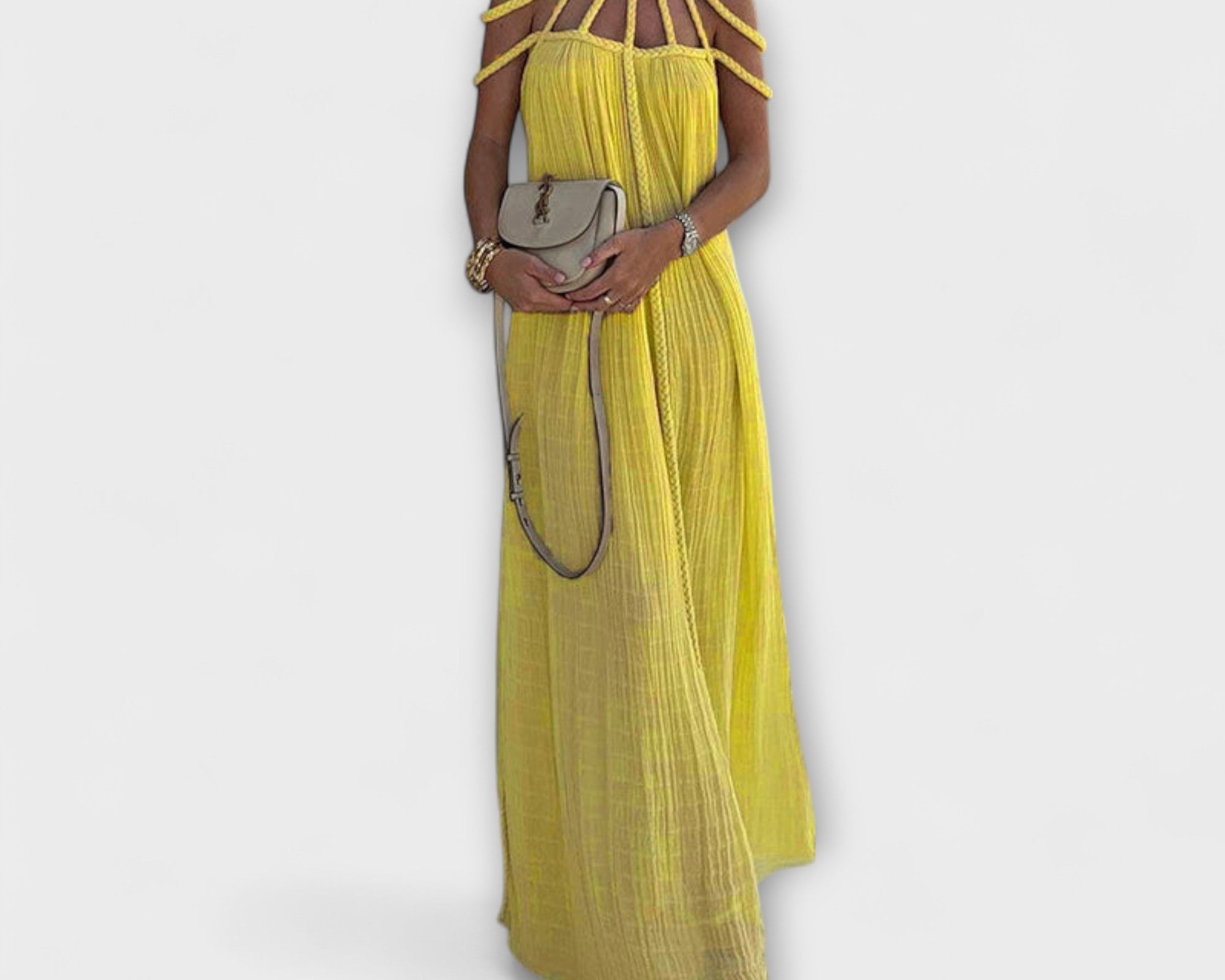 Briar - Ein schickes Maxikleid aus Mischgewebe mit drapierten Zöpfen