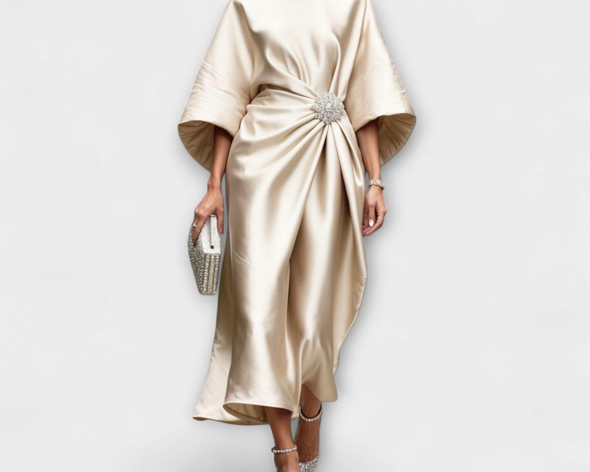Luxe Shimmer Satin Langkleid