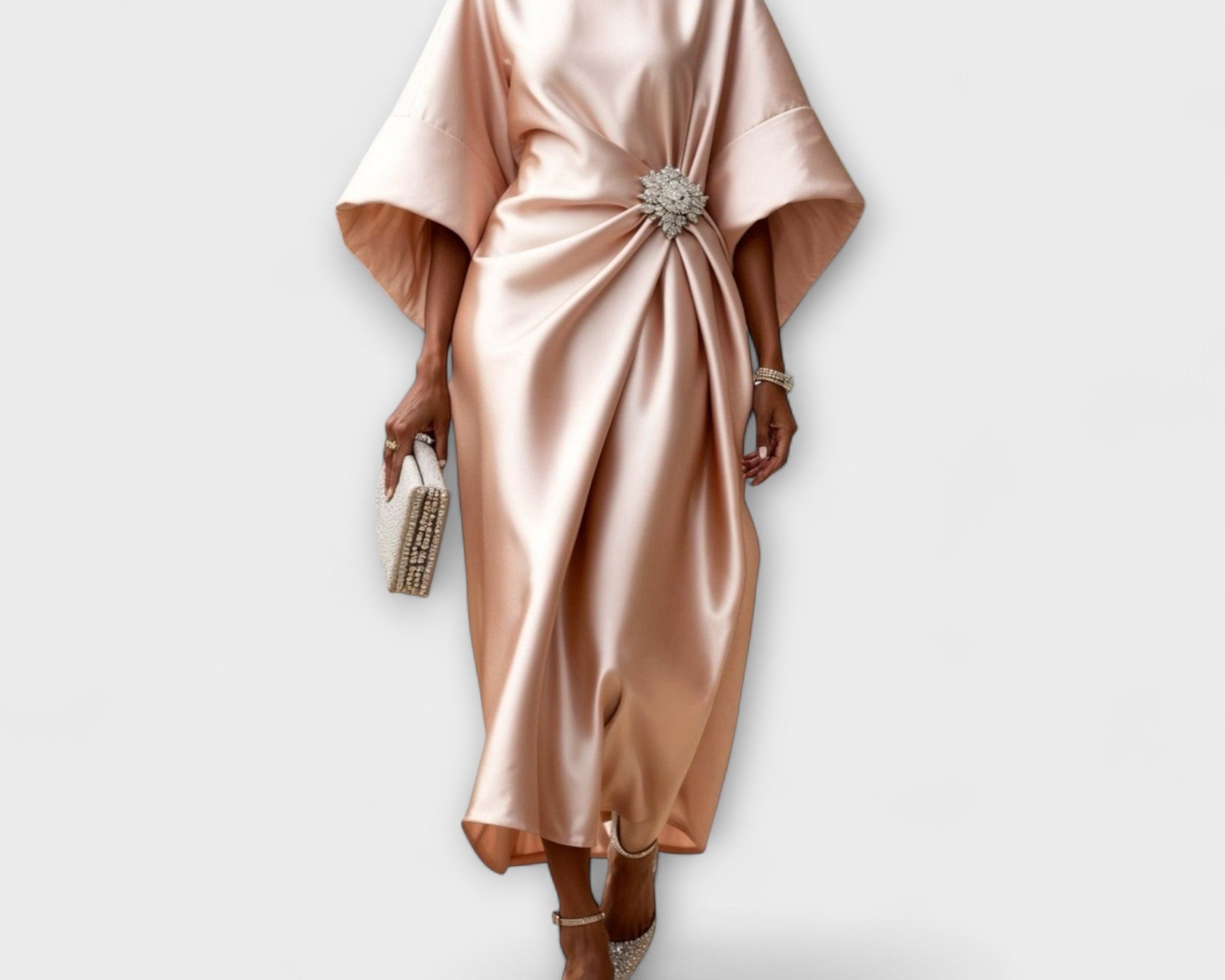 Luxe Shimmer Satin Langkleid