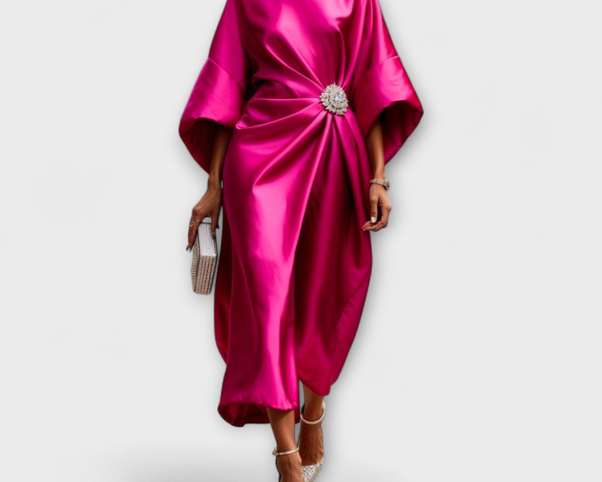 Luxe Shimmer Satin Langkleid