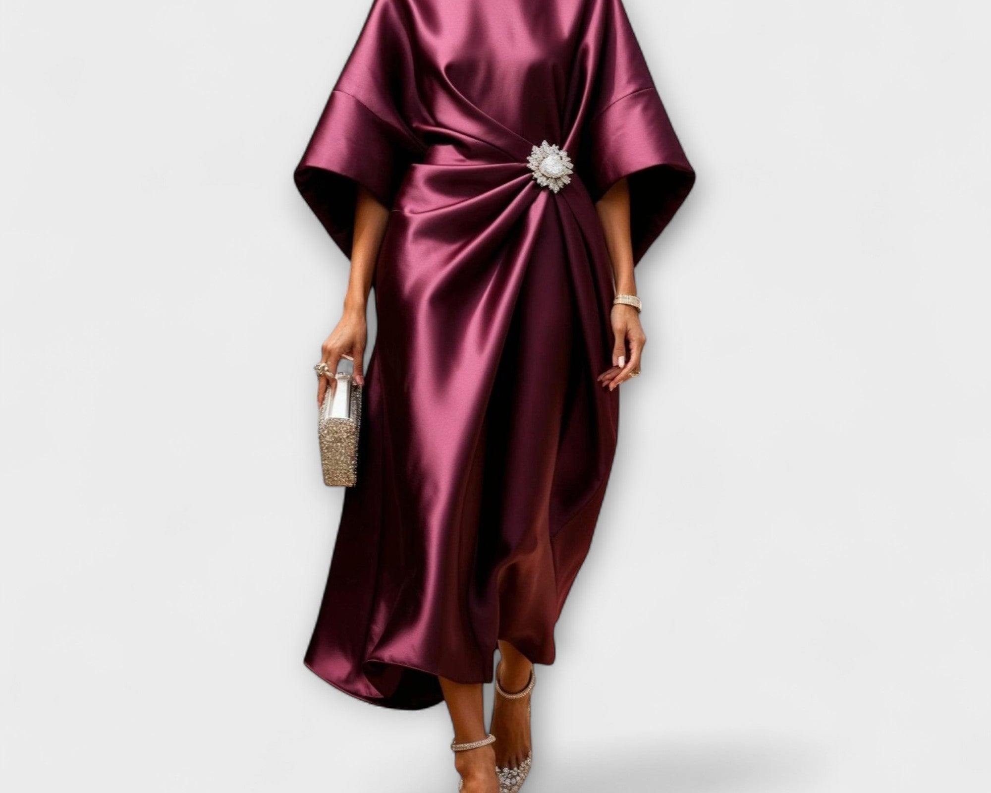 Luxe Shimmer Satin Langkleid