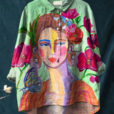 Malin | Lässiges Damen-T-Shirt mit Porträt im Ölmalerei-Stil