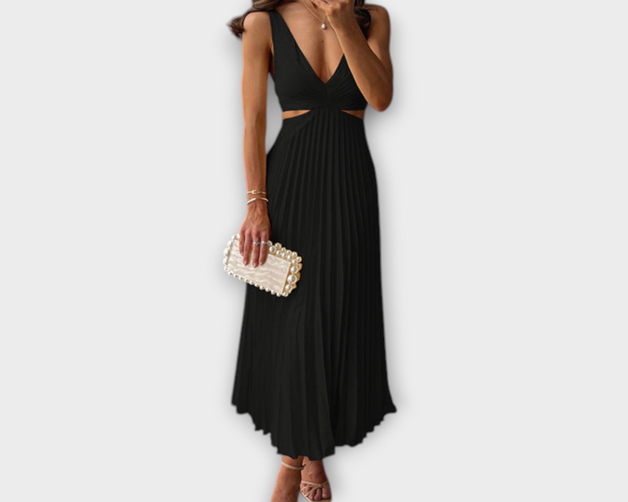 Elegantes Midi-Abendkleid mit Plissee