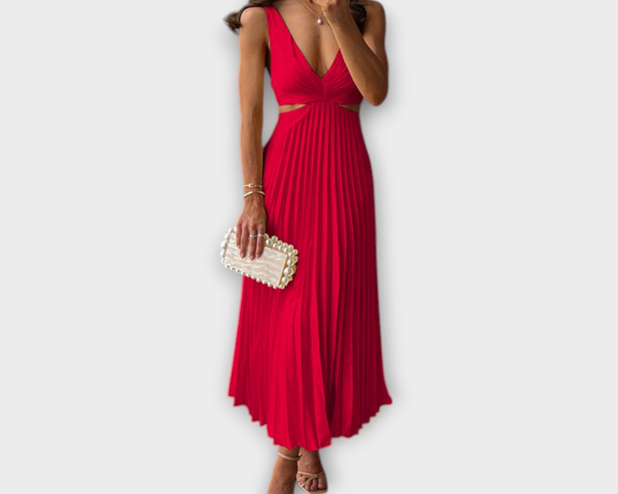 Elegantes Midi-Abendkleid mit Plissee
