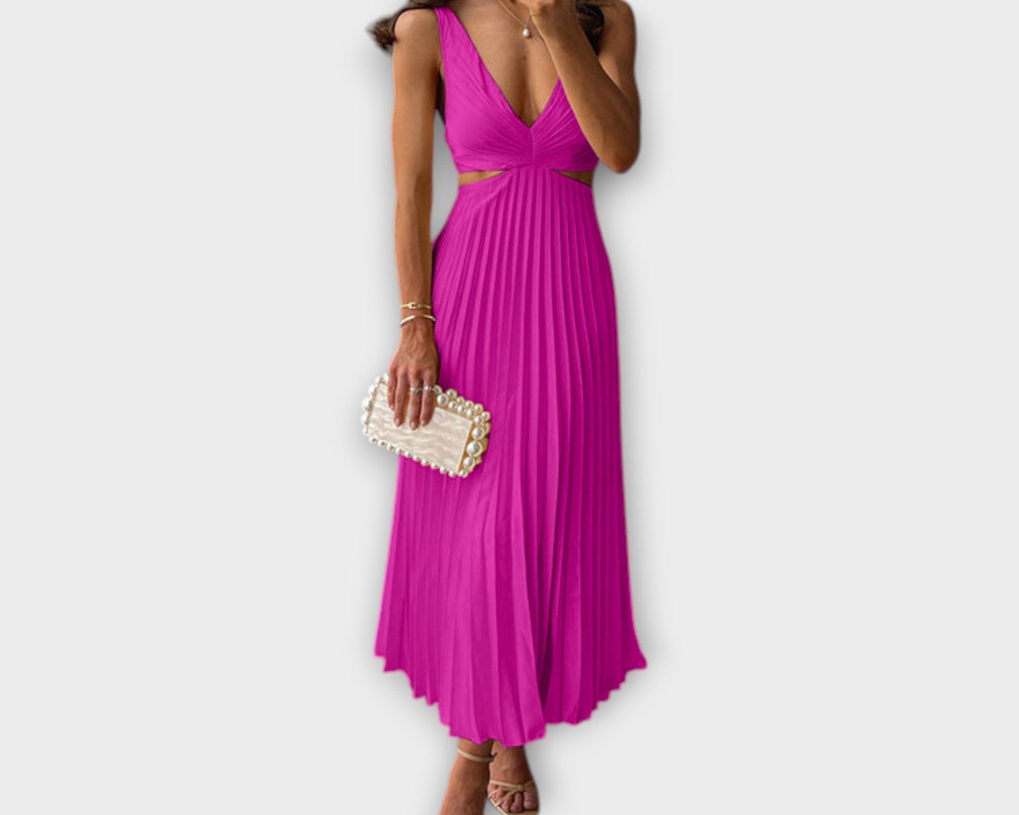 Elegantes Midi-Abendkleid mit Plissee