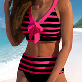 Laluna® | Gestreifter Bikini mit hoher Taille