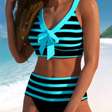 Laluna® | Gestreifter Bikini mit hoher Taille
