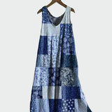 Kleid mit Blauem Patchwork-Muster