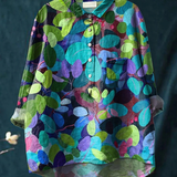 Sibylle | Lässige Damenbluse mit Waldkunst-Print