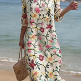 Bedrucktes Blumenkleid mit freiem Fall