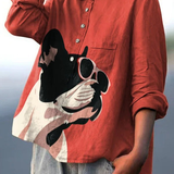 Claudia | Lässiges T-Shirt mit dekorativem Französische-Bulldogge-Motiv