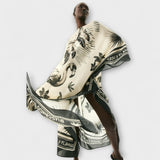 Melissa - Extra-grosses Flamingo-Print Kaftan Maxikleid