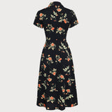 Glória - Midi Kleid Schwarz Floral
