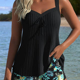 Laluna® | Gestreifter Tankini mit Zweiteiligem Strandshort