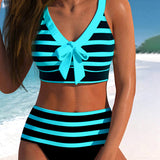 Laluna® | Gestreifter Bikini mit hoher Taille