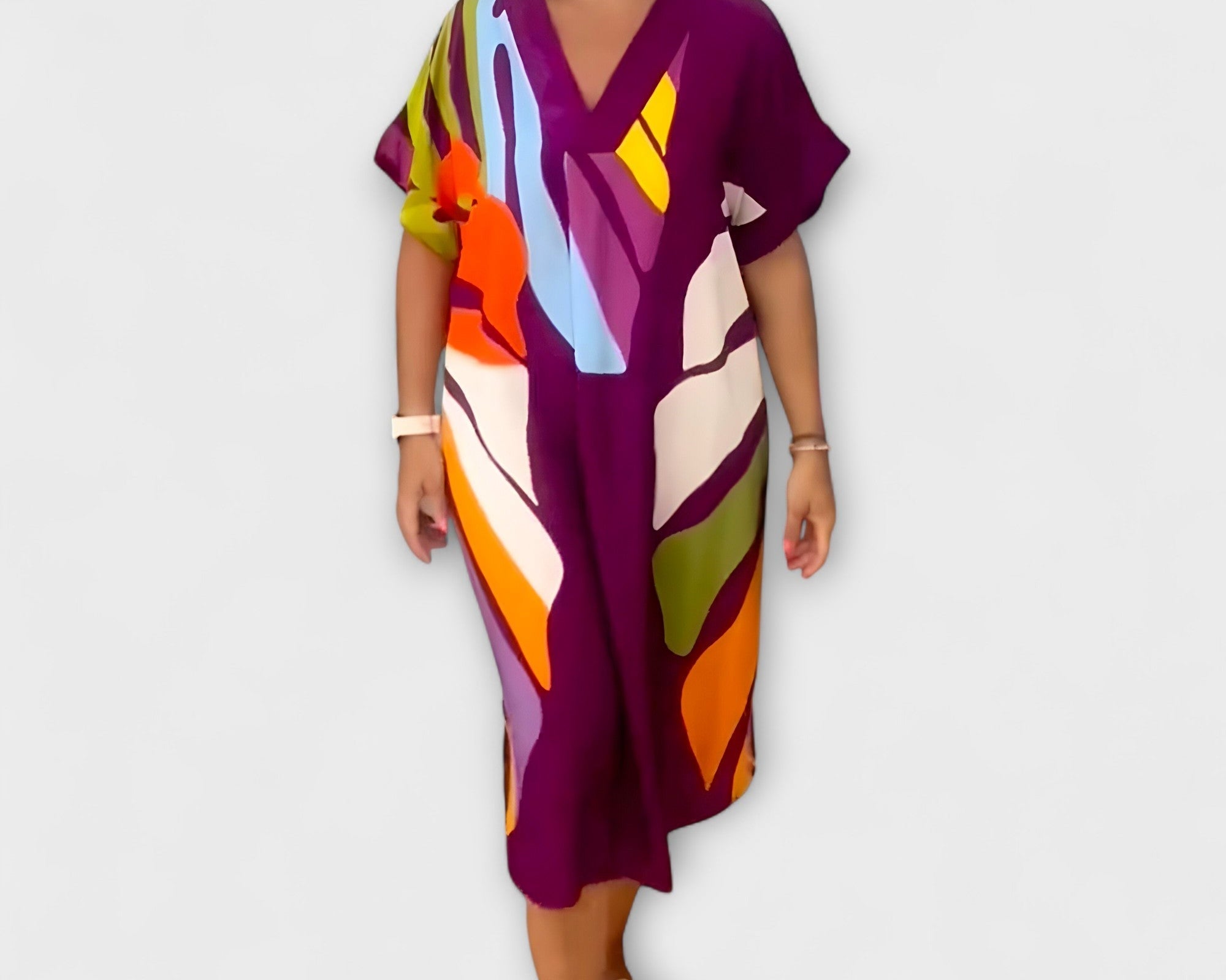 Roos - Lässiges Kleid mit Bunter Blätterdruck