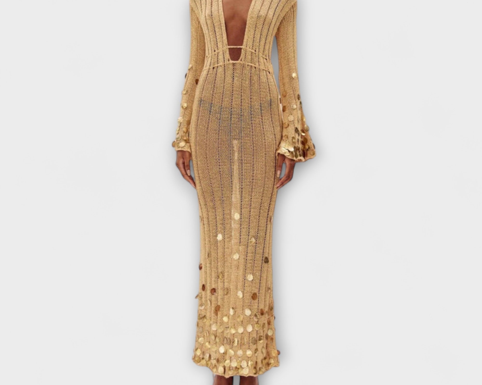 Kathleen - Gold Strick Maxi Kleid von Dolly