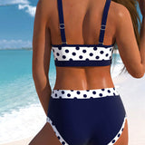 Liesbeth - Hoch taillierter Punkte-Bikini mit Patchwork-Design