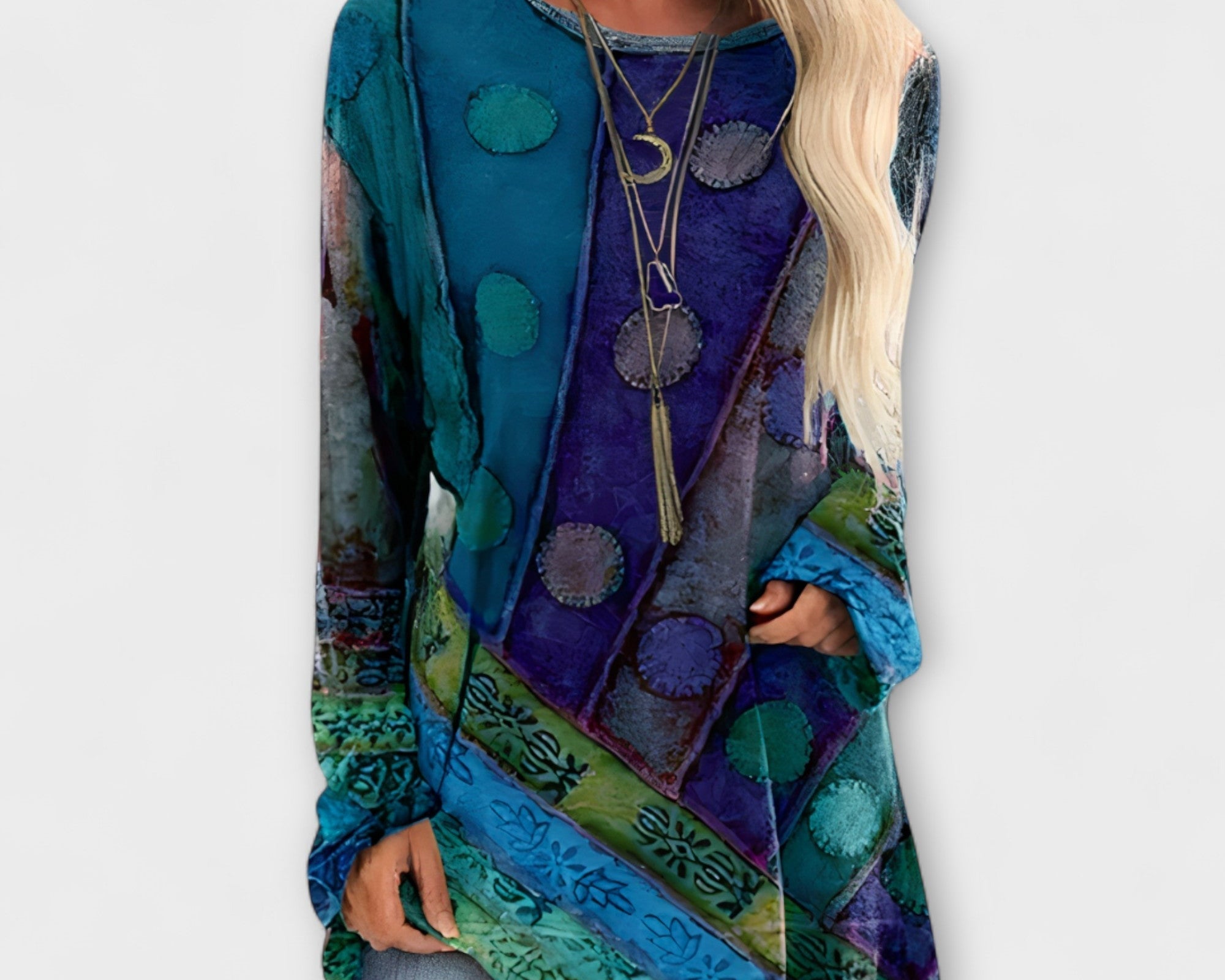 Stylische Damenbluse Mit Ethnischem Druck