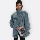 Sílvia - Vintage Jacke mit hohem asymmetrischem Kragen