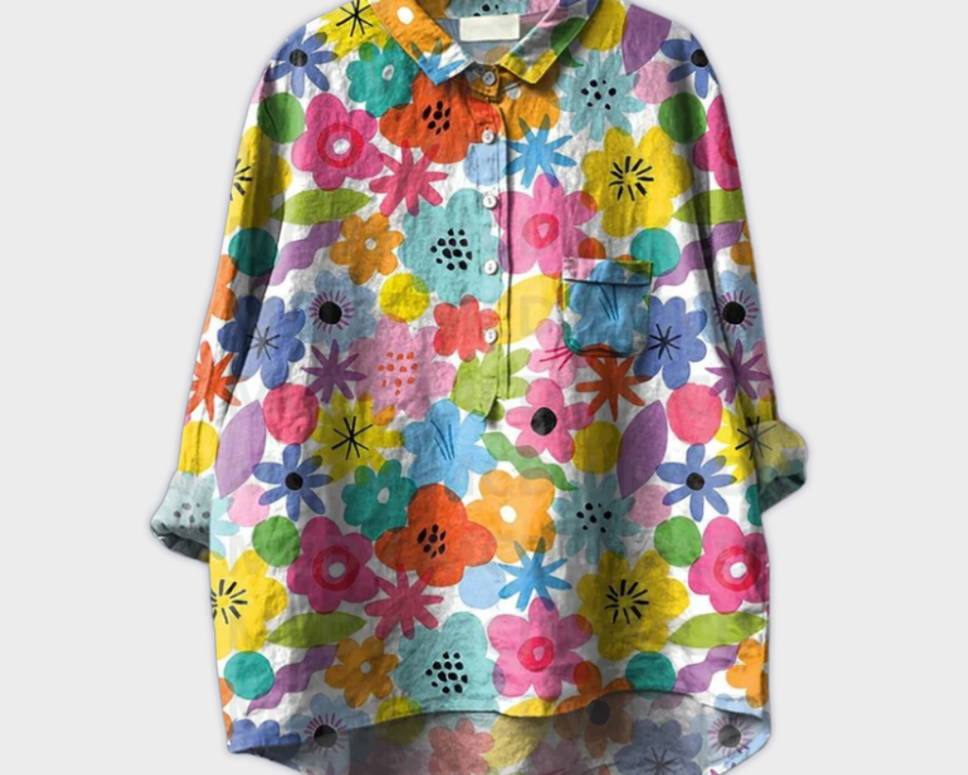 Magdalena - Handgemachte Damenbluse mit floralem Design
