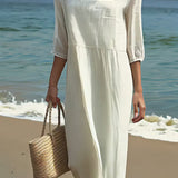 Weisses besticktes Kleid mit leichter Passform