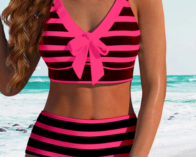Laluna® | Gestreifter Bikini mit hoher Taille
