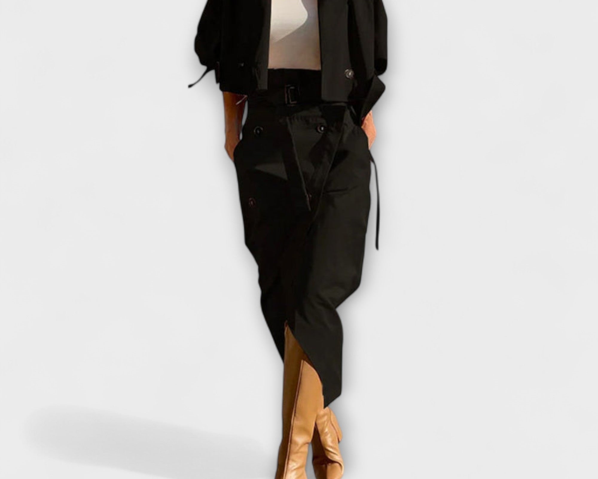 Lyra- Elegante Jacke Midi-Rock mit Taschen