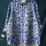 Céline | Lässige Damenbluse im Vintage-Stil mit indischem Blumenprint