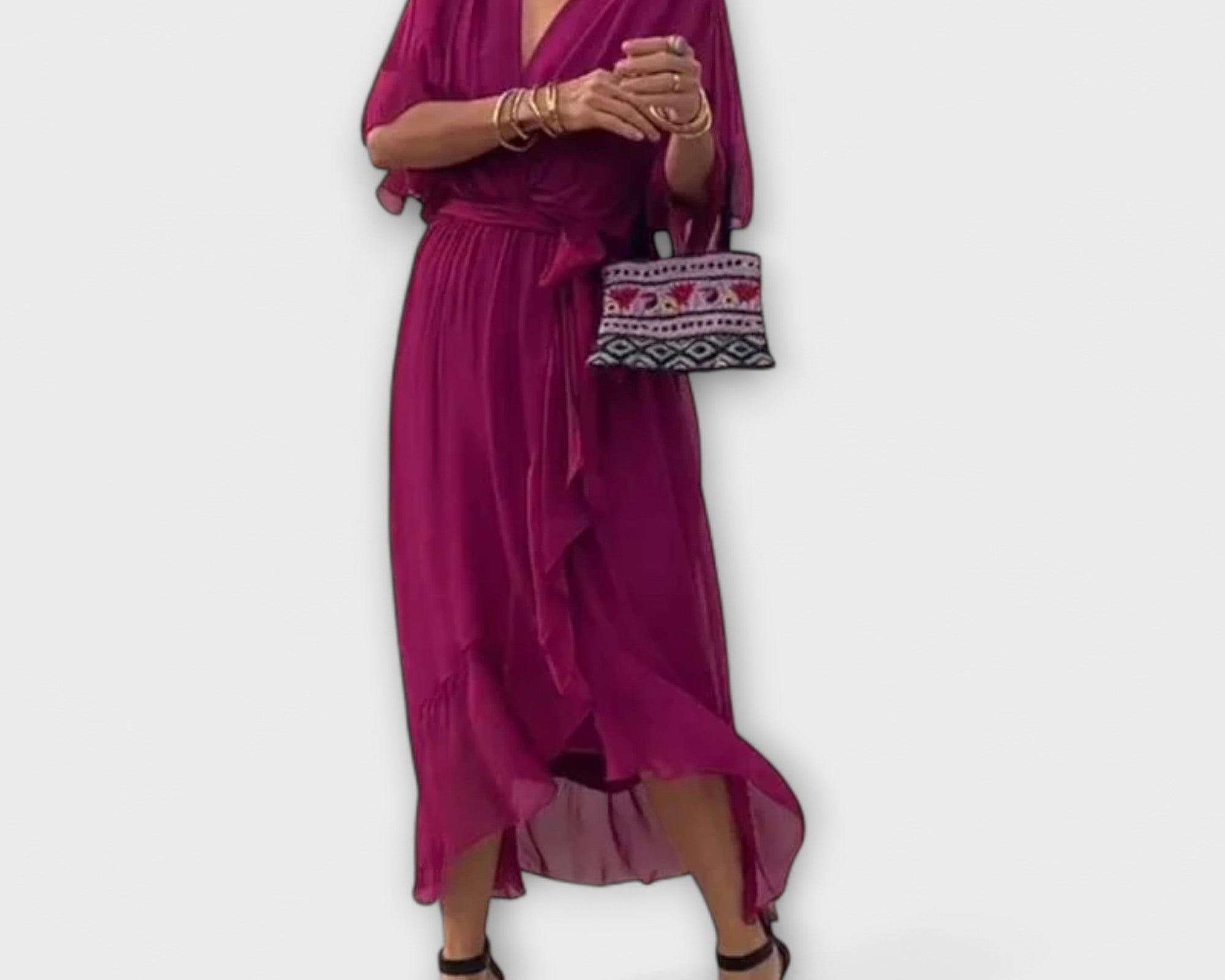 Amoura - Chiffonkleid mit V-Ausschnitt