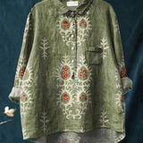 Monika | Lässige Damenbluse mit ethnischem Vintage-Blumenprint