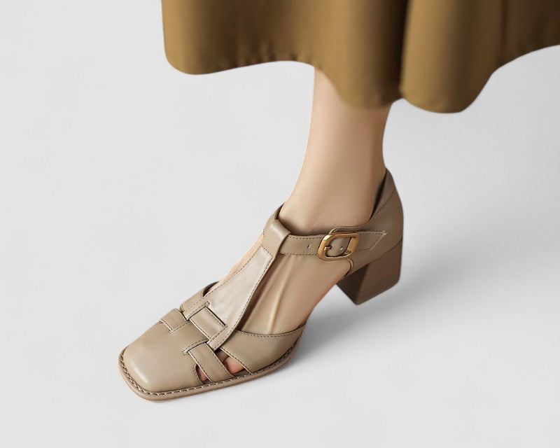 Scarlett – Orthopädische T-Strap Blockabsätze