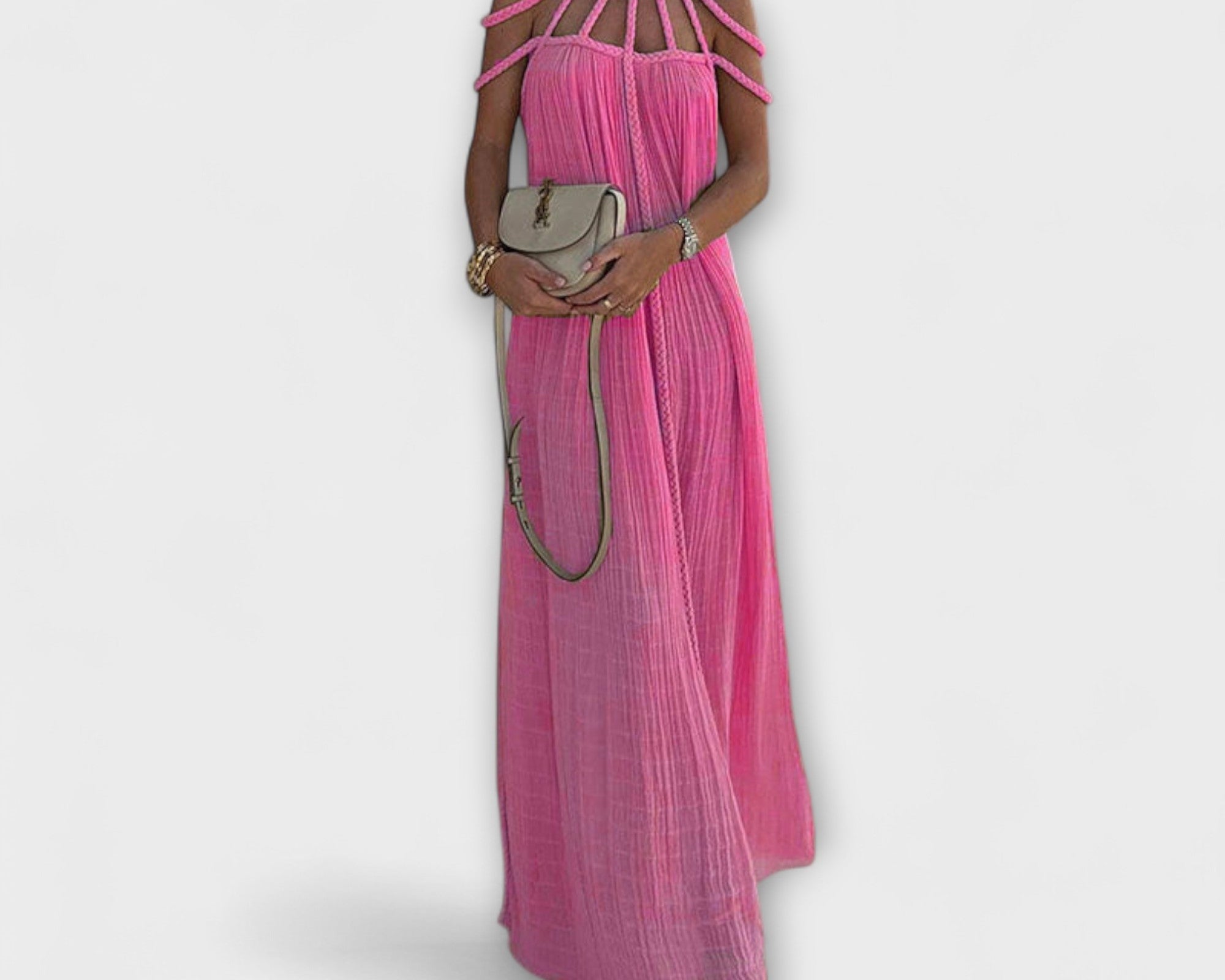 Briar - Ein schickes Maxikleid aus Mischgewebe mit drapierten Zöpfen