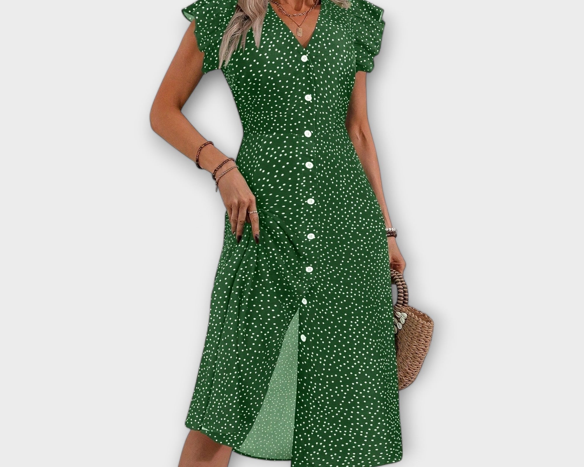 Schickes Polka-Dot-Midi-Kleid