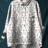 Nora | Lässige Damenbluse mit rosa Frühlings-Blumenmotiv