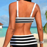 Laluna® | Gestreifter Bikini mit hoher Taille