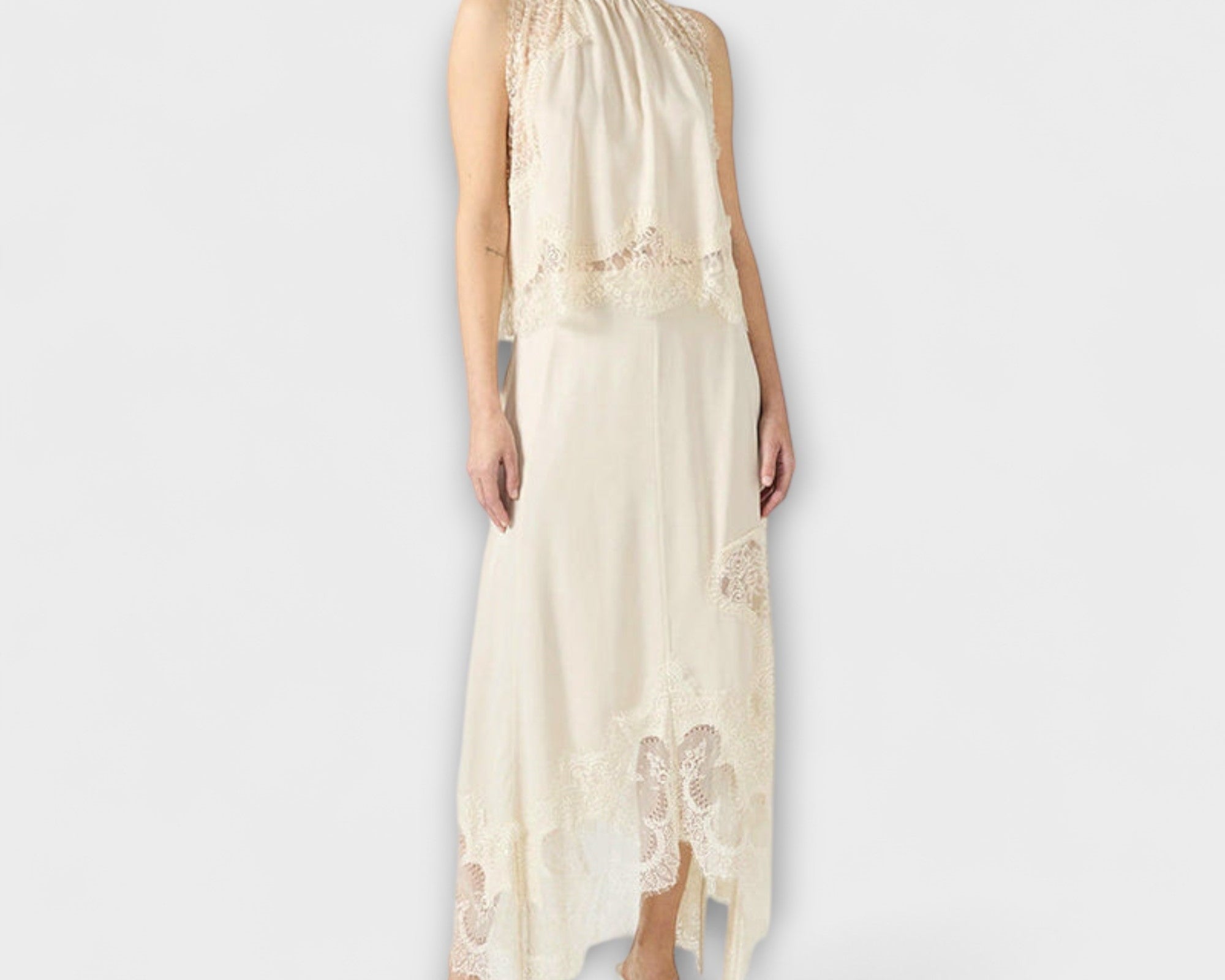 Kaia - Bluse mit Spitzenbesatz und plissiertem Ausschnitt im Set
