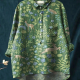 Daniela | Lässiges T-Shirt mit Vintage-Blumen- und Tierprint