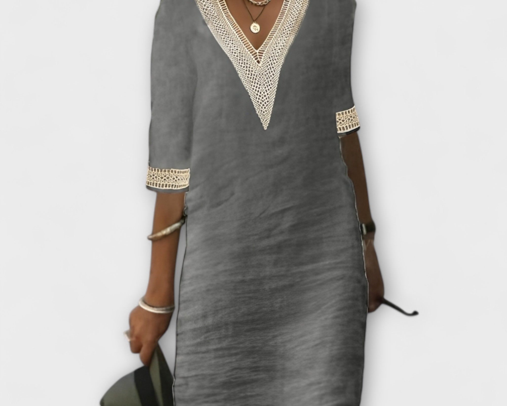 Damenkleid aus Baumwolle und Leinen