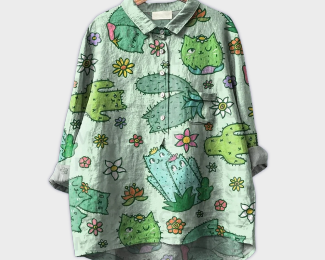 Magdalena - Handgemachte Damenbluse mit floralem Design