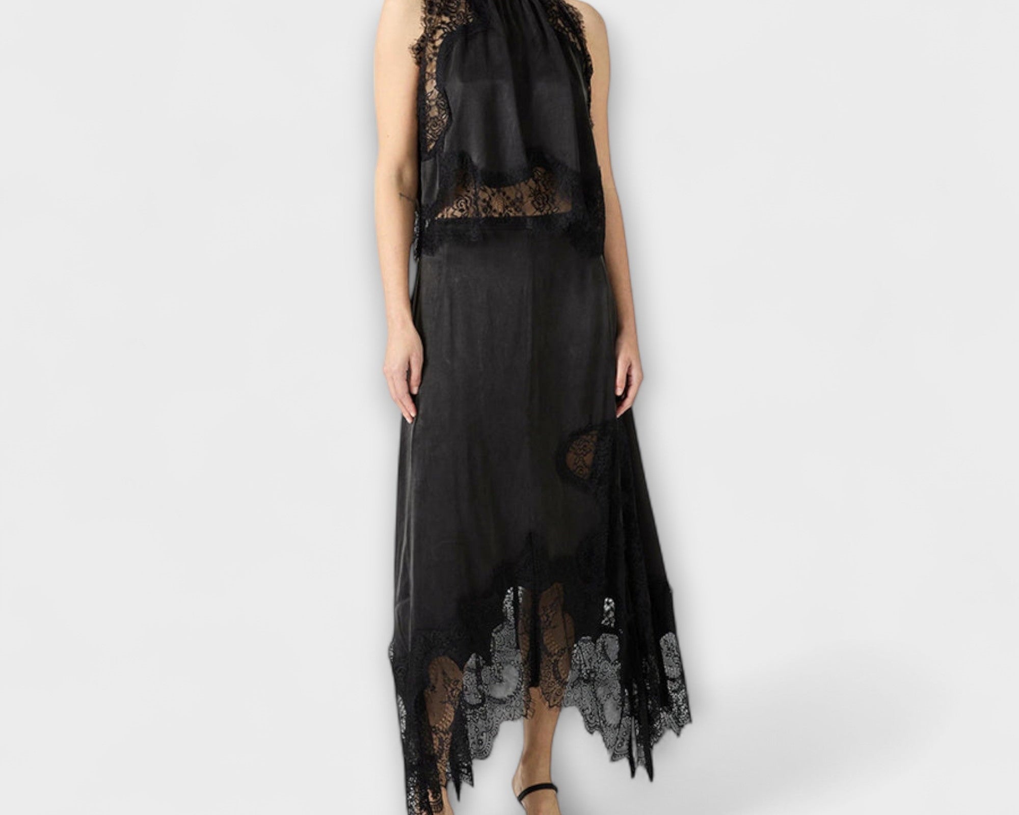 Kaia - Bluse mit Spitzenbesatz und plissiertem Ausschnitt im Set