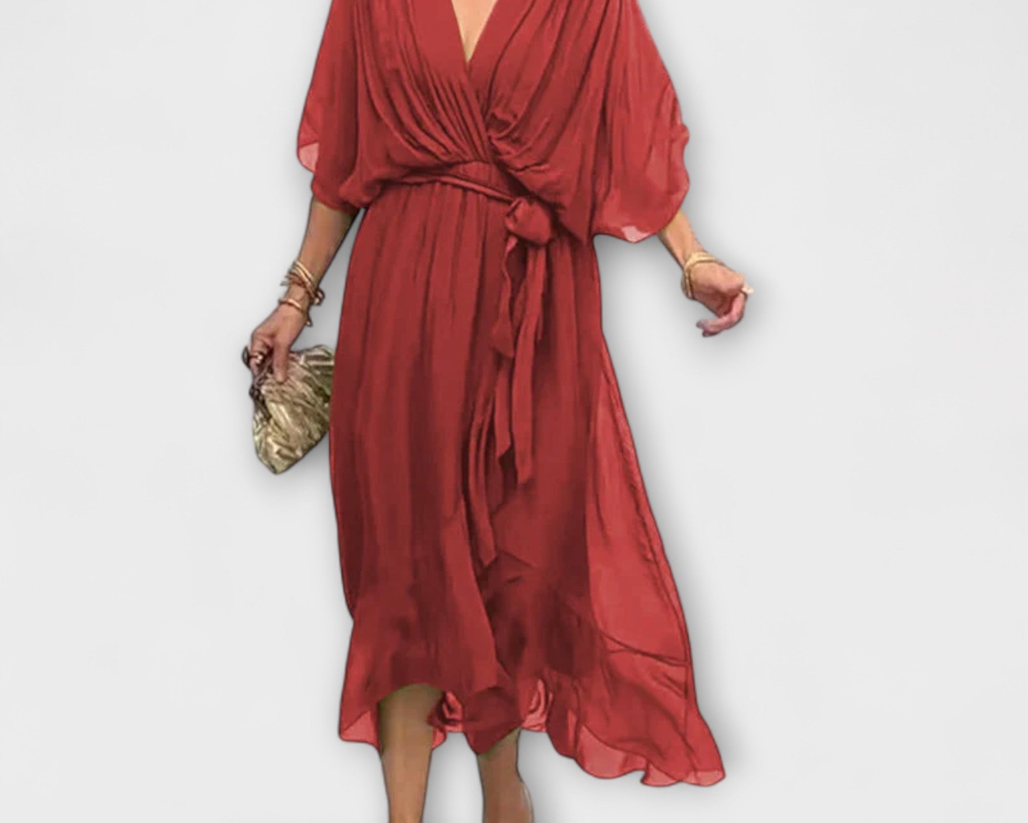 Amoura - Chiffonkleid mit V-Ausschnitt